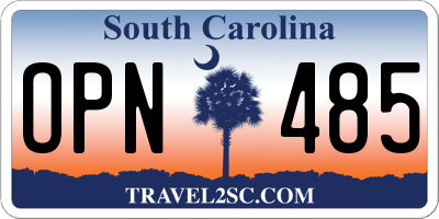 SC license plate OPN485