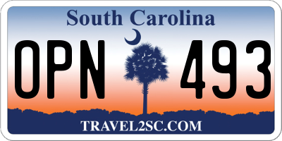 SC license plate OPN493