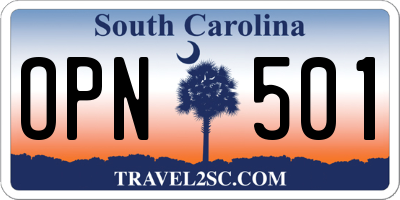 SC license plate OPN501