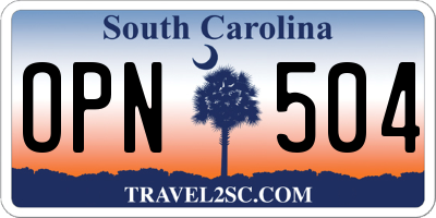 SC license plate OPN504