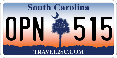 SC license plate OPN515