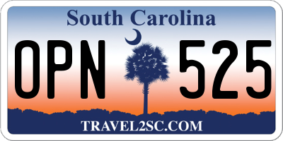SC license plate OPN525