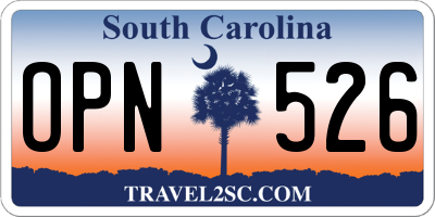 SC license plate OPN526