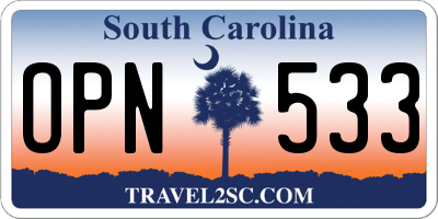 SC license plate OPN533