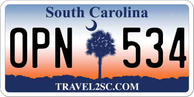 SC license plate OPN534