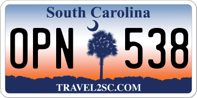SC license plate OPN538