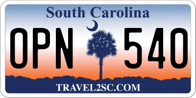 SC license plate OPN540