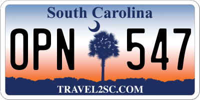SC license plate OPN547