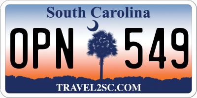 SC license plate OPN549