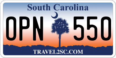 SC license plate OPN550