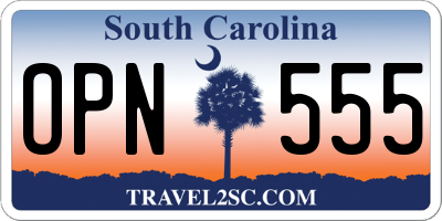 SC license plate OPN555