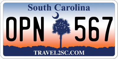 SC license plate OPN567