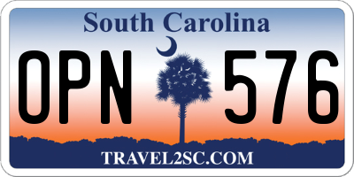 SC license plate OPN576