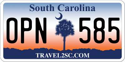 SC license plate OPN585