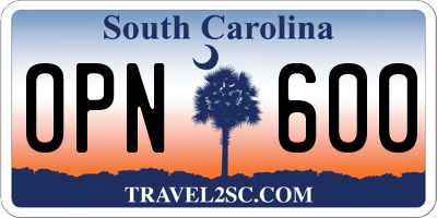 SC license plate OPN600