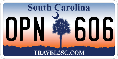 SC license plate OPN606