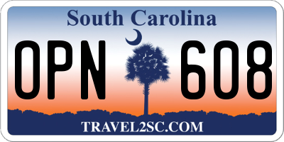 SC license plate OPN608