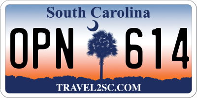 SC license plate OPN614