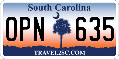 SC license plate OPN635