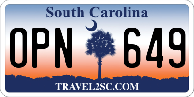 SC license plate OPN649