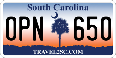 SC license plate OPN650