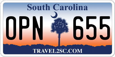 SC license plate OPN655