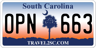 SC license plate OPN663