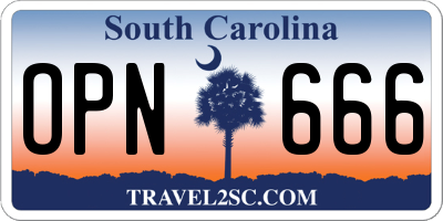 SC license plate OPN666
