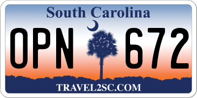 SC license plate OPN672