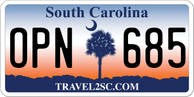 SC license plate OPN685