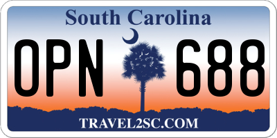 SC license plate OPN688