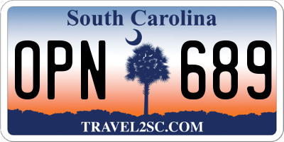 SC license plate OPN689