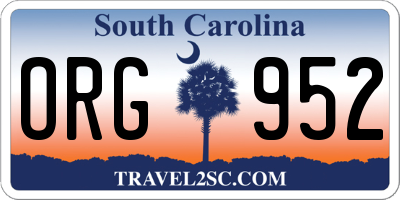 SC license plate ORG952