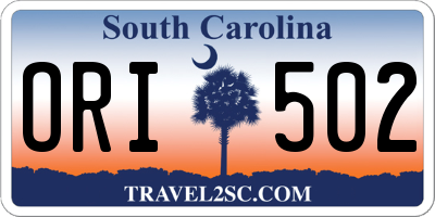 SC license plate ORI502