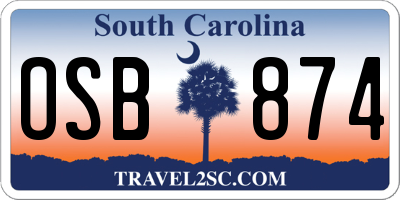 SC license plate OSB874