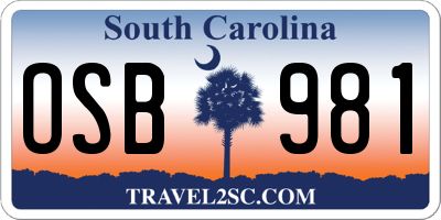SC license plate OSB981