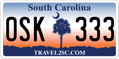 SC license plate OSK333