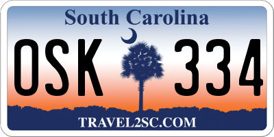 SC license plate OSK334