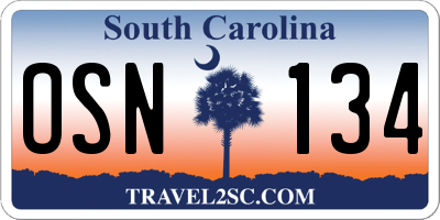 SC license plate OSN134