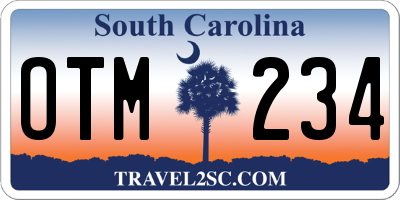 SC license plate OTM234