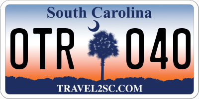 SC license plate OTR040