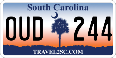 SC license plate OUD244