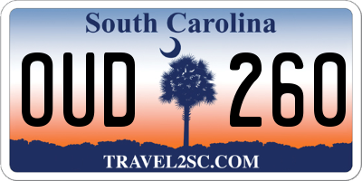 SC license plate OUD260