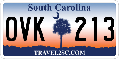 SC license plate OVK213