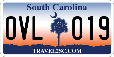 SC license plate OVL019
