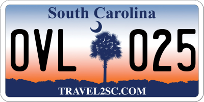 SC license plate OVL025