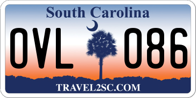 SC license plate OVL086
