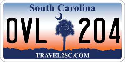 SC license plate OVL204