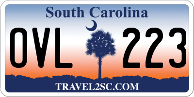 SC license plate OVL223