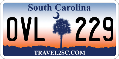 SC license plate OVL229
